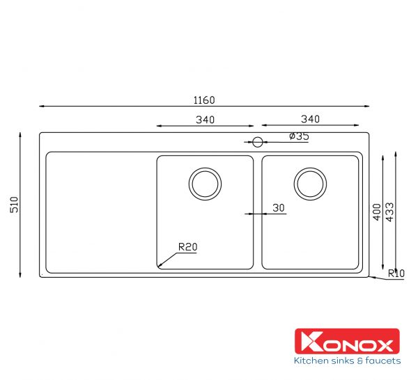 Chậu rửa Konox Miro 1160