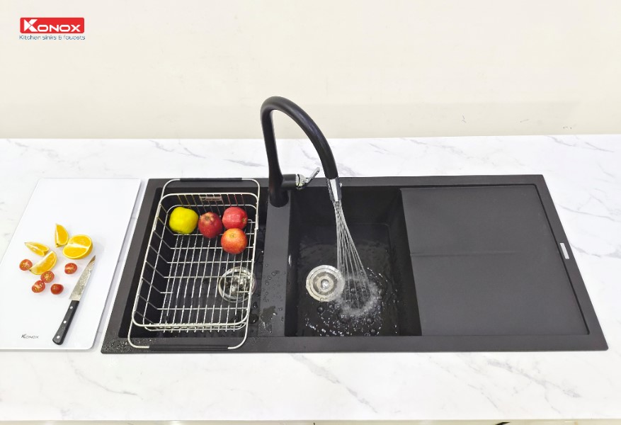 Chậu rửa bát Konox Granite Livello 1160 Black | Hàng chính hãng