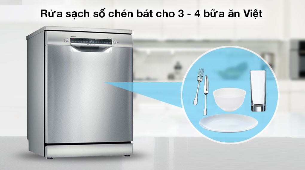 Máy rửa chén độc lập Bosch SMS4IVI01P - Sức chứa lớn, rửa được chén bát cho 3 - 4 bữa ăn Việt Máy rửa chén độc lập Bosch SMS4IVI01P - Sức chứa lớn, rửa được chén bát cho 3 - 4 bữa ăn Việt