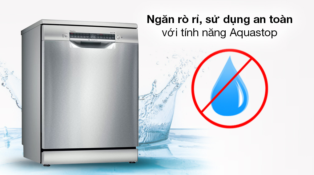 Máy rửa chén độc lập Bosch SMS4IVI01P - Tính năng Aquastop ngăn nước rò rỉ, đảm bảo an toàn khi sử dụng Máy rửa chén độc lập Bosch SMS4IVI01P - Tính năng Aquastop ngăn nước rò rỉ, đảm bảo an toàn khi sử dụng