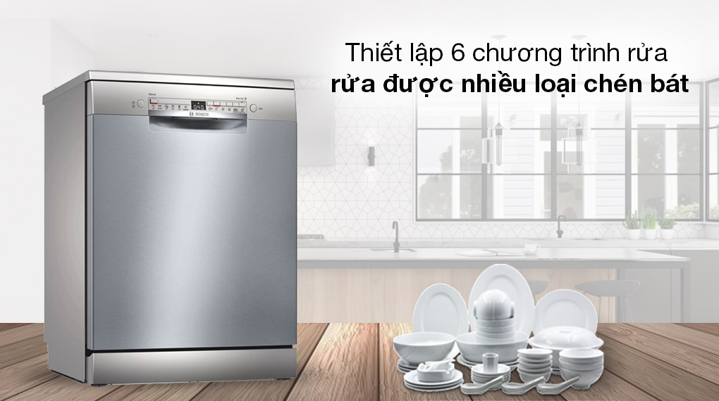Máy rửa chén độc lập Bosch SMS2HAI12E - Rửa được nhiều loại chén bát với 6 chương trình rửa Máy rửa chén độc lập Bosch SMS2HAI12E - Rửa được nhiều loại chén bát với 6 chương trình rửa