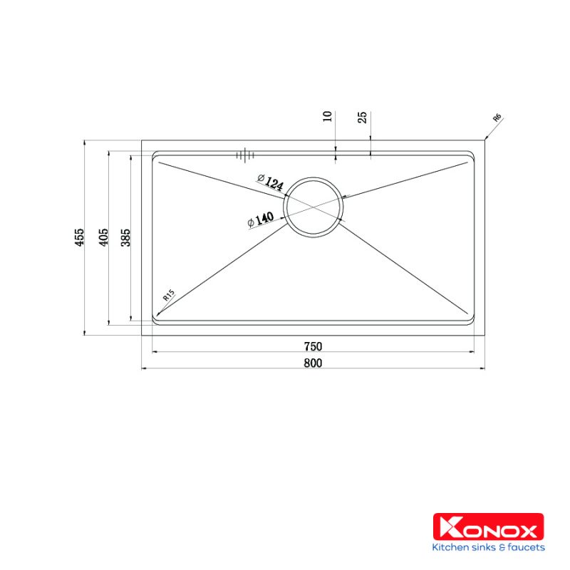 Bản vẽ Chậu rửa bát - Kichen Sink Konox Undermount Series Model KN8046SU