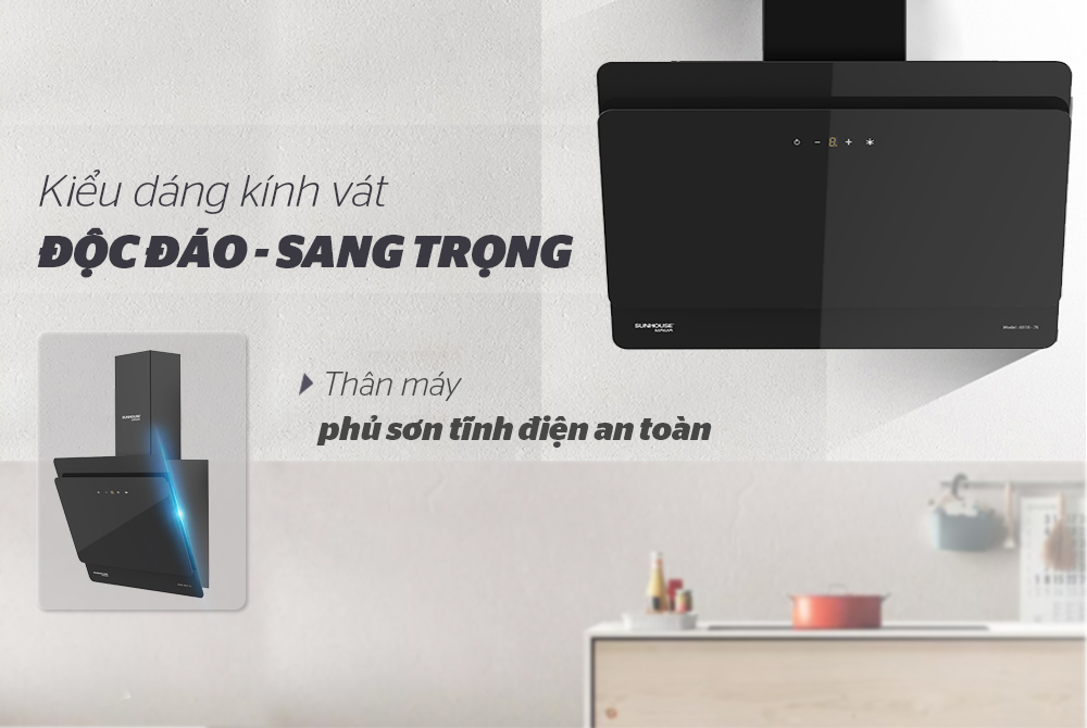 MÁY HÚT MÙI CAO CẤP KÍNH VÁT SUNHOUSE MAMA MMB6818-70 2