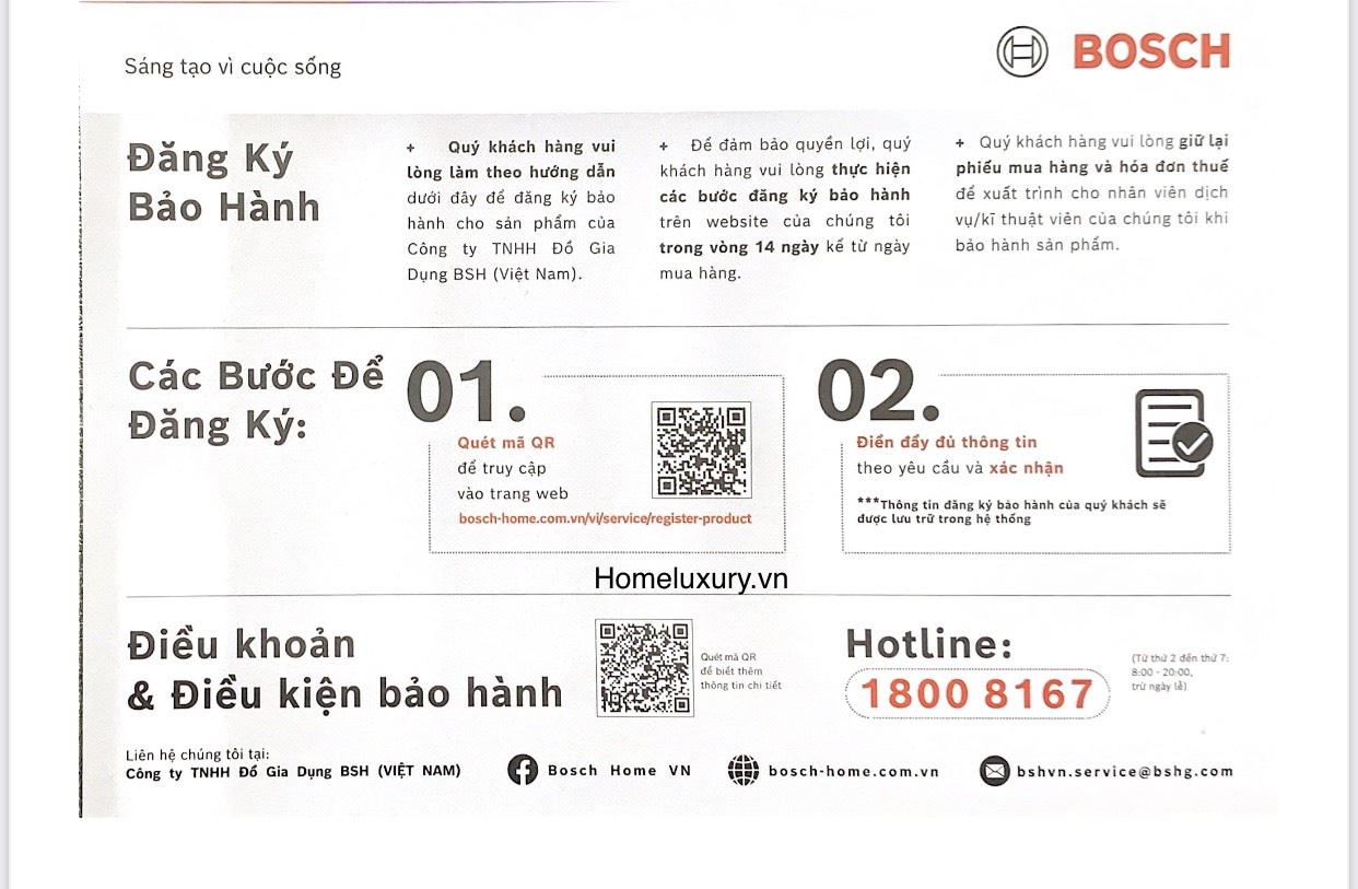 Bảo hành máy rửa bát bosch tại hà nội