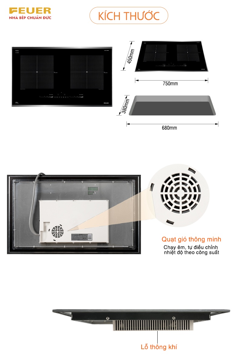 Bếp điện từ đôi FEUER F88 Plus - FEUER-Nhà bếp chuẩn Đức