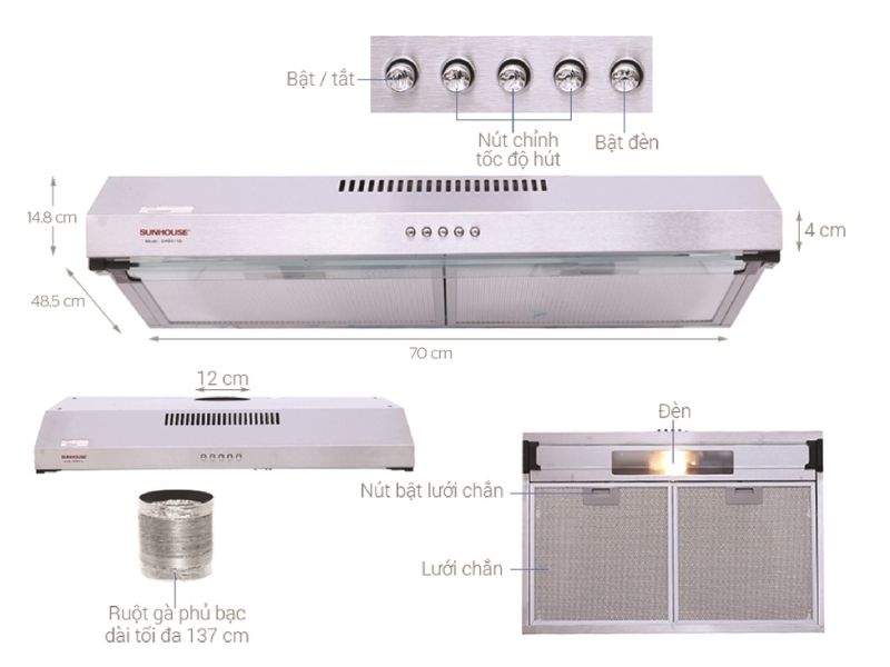 Máy hút mùi bếp Sunhouse SHB6118I
