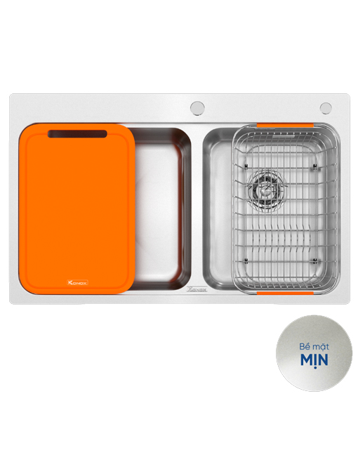 Chậu rửa bát 2 hố lệch Konox R50 Tari 8251TD