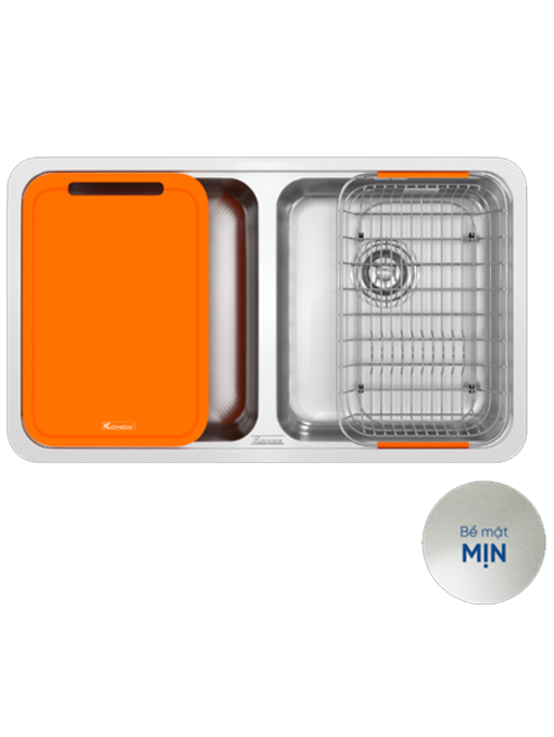 Chậu rửa bát lắp âm 2 hố cân Konox R50 Tari 7846DU